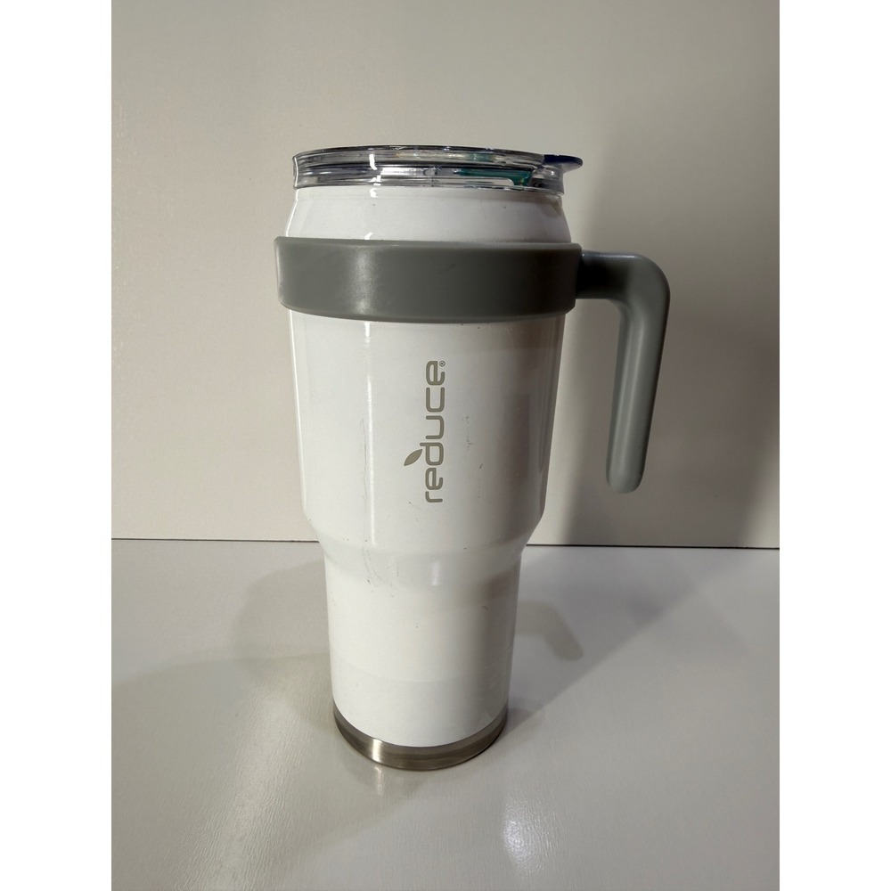 Reduce Cold1 40oz Insulated Tumbler with Handle White Grey Stainless Steel Mug